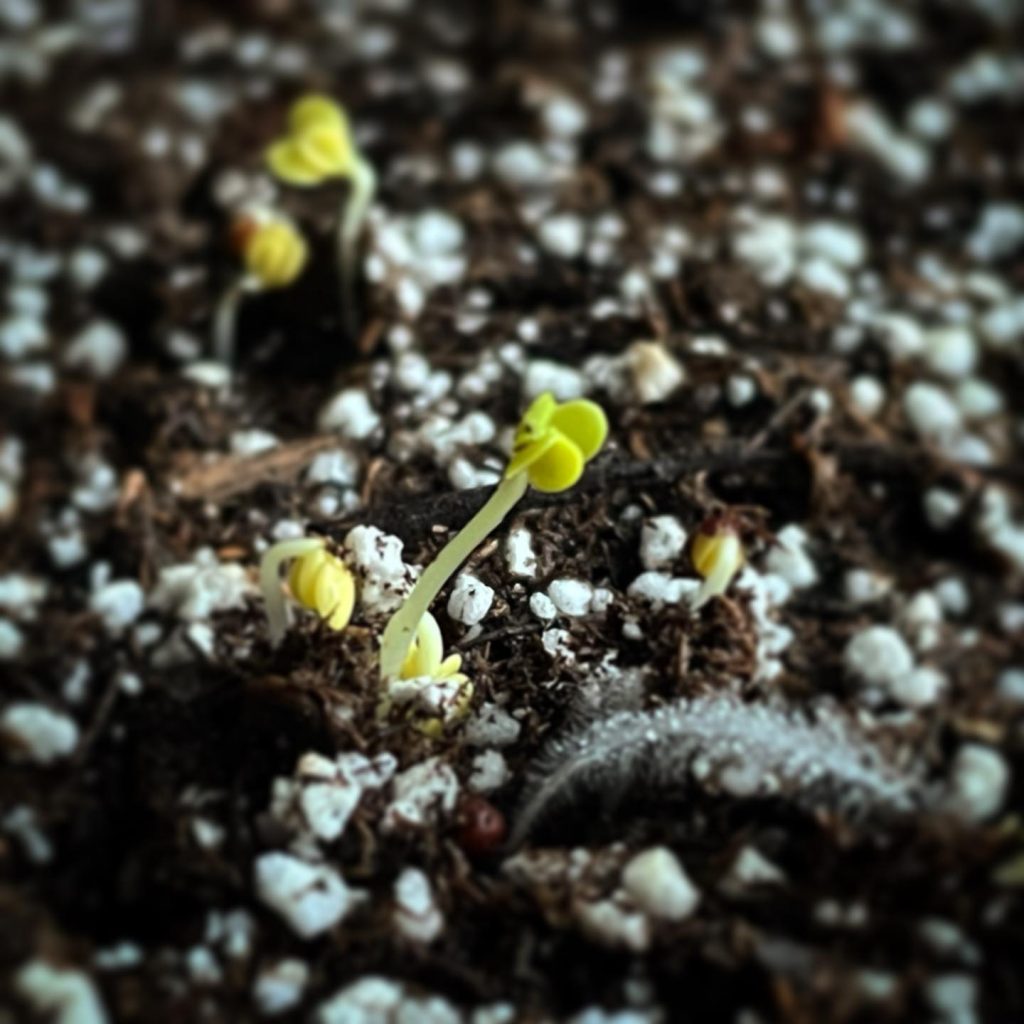 close up image of a bok choi seedling
