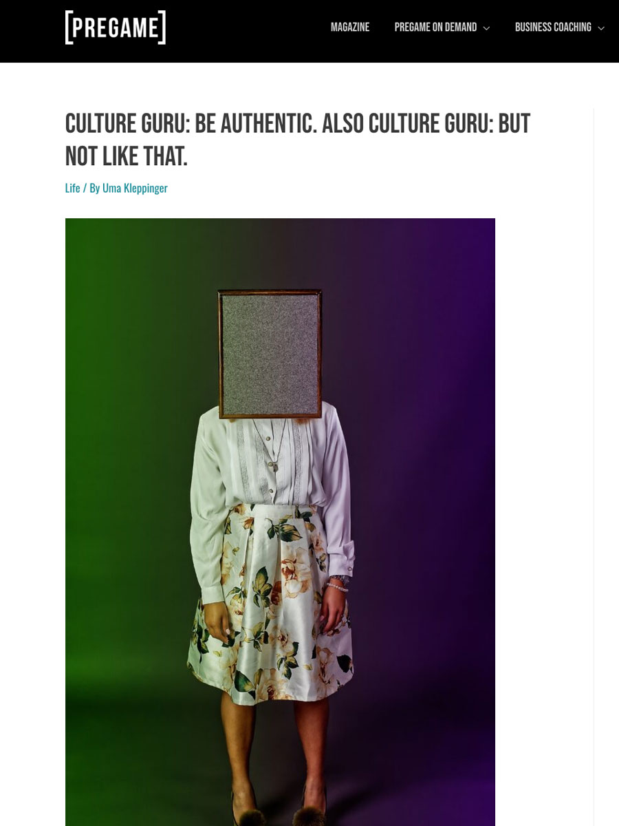 SCREENSHOT OF ARTICLE ON AUTHENTICITY BY Üma KLEPPINGER